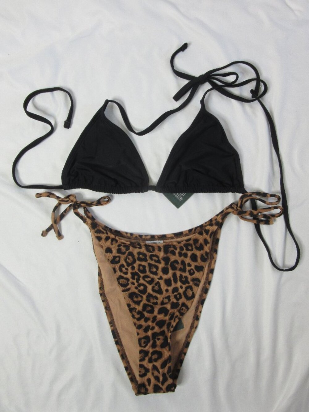 wild fable 2 Piece Bikini Cheetah Print Black Beach Swimsuit Size Medium NWT